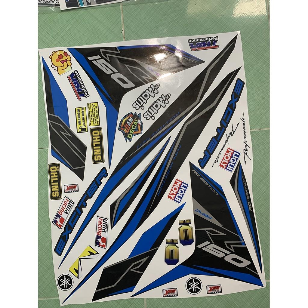 Tem exciter 150 xanh đen 2019