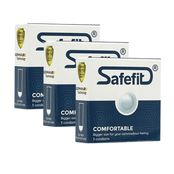 Bộ 3 hộp bao cao su Safefit siêu mỏng size 52mm - hộp 3 chiếc