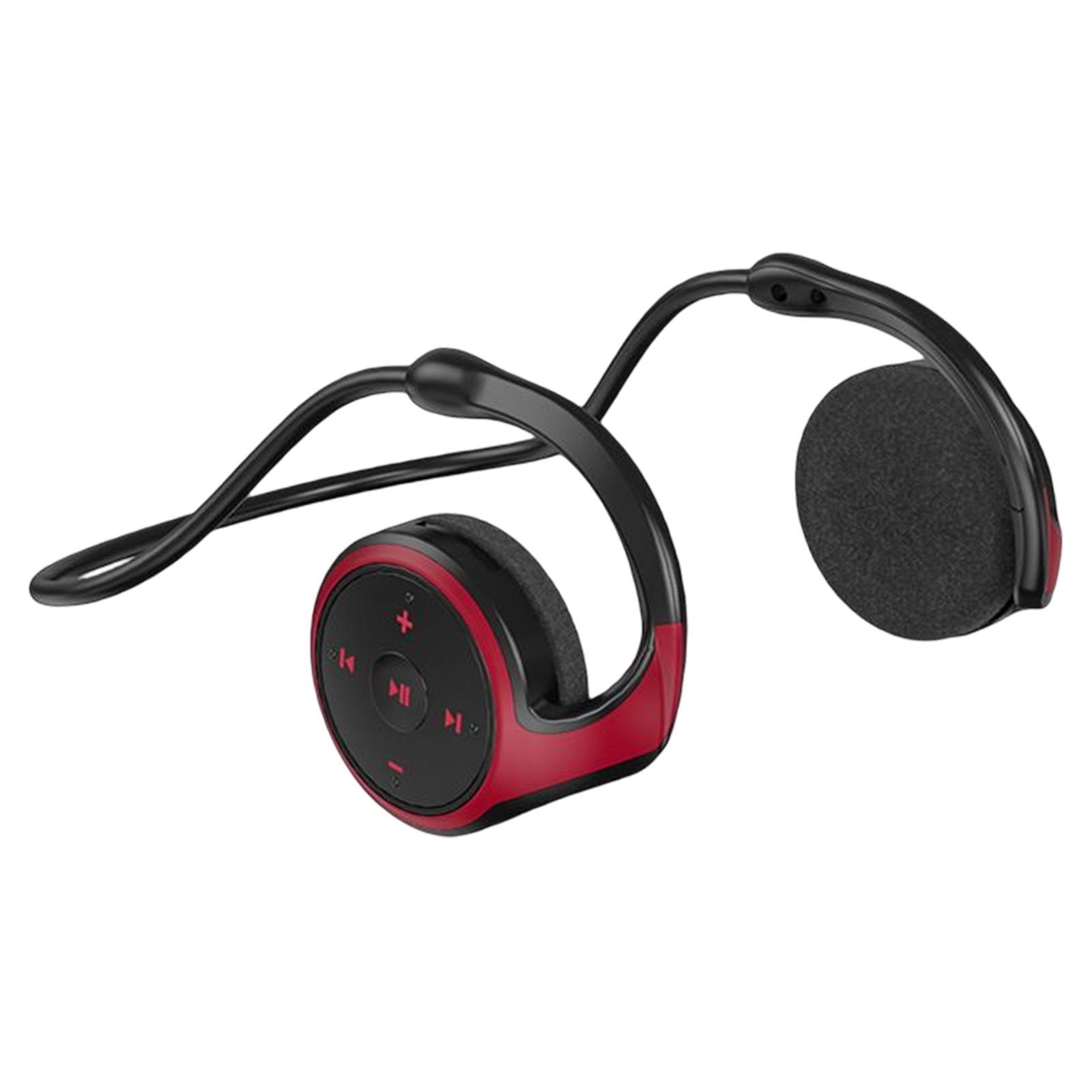 Over Ear Hook Neckband headphones FM Radio HiFi Red