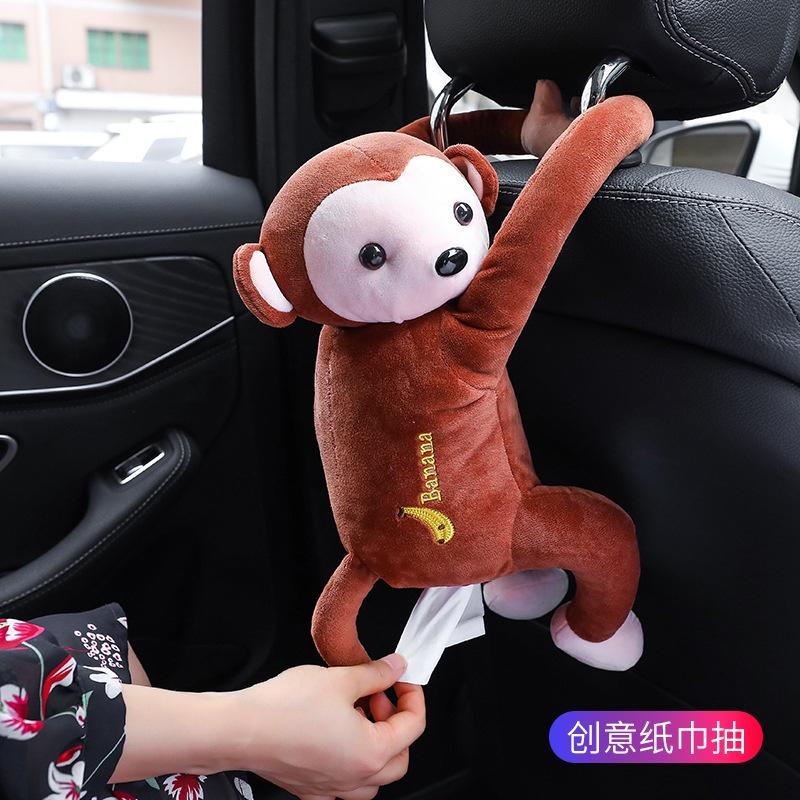 Hộp Đựng Khăn Giấy Hình Khỉ Hoạt Hình Sáng Tạo Treo Ghế Ngồi Xe Hơi Dễ Thương