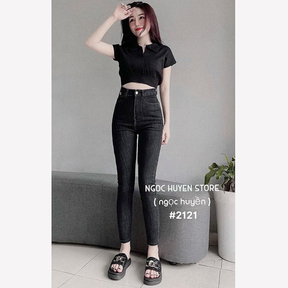 Quần jean nữ lưng cao form ôm siêu co giãn big size