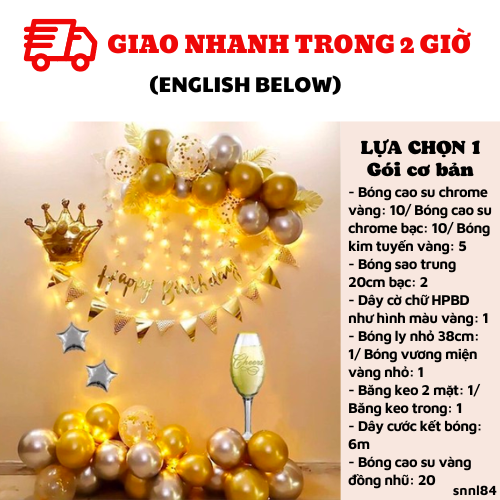 Bộ bong bóng trang trí sinh nhật người lớn birthday combo set balloon snnl84