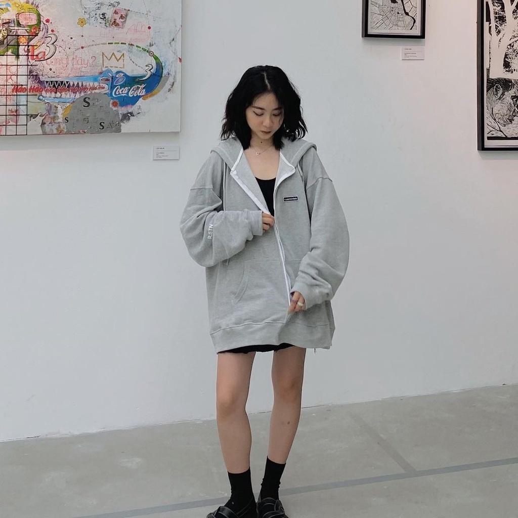 Áo Khoác Hoodie Nỉ Bông Khóa Zip Kéo SENTINIAL Form Rộng Unisex Nam Nữ Ullzang KUN