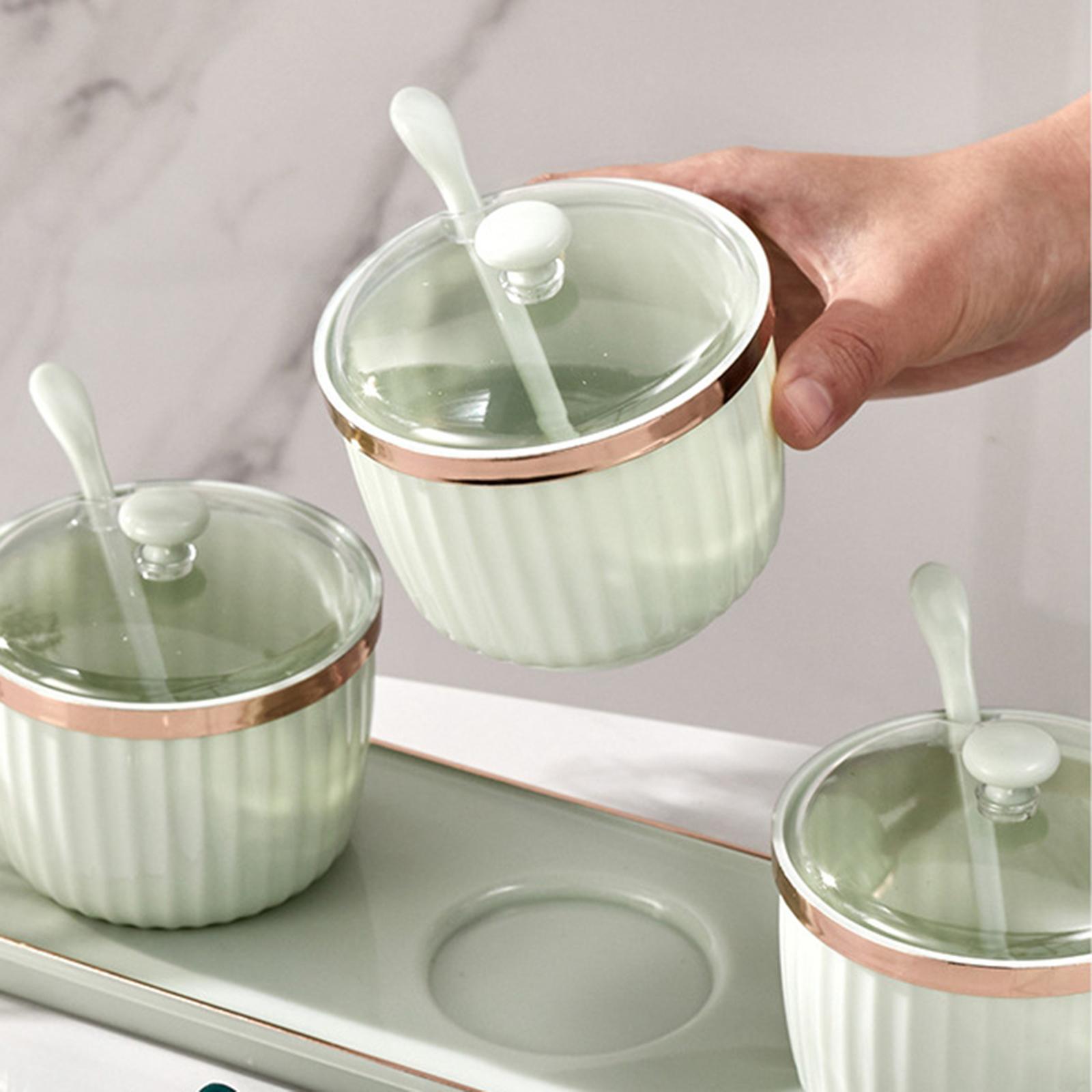 Modern Spice Case Seasoning Jar with Lid spoon Tray for Restaurant Bar