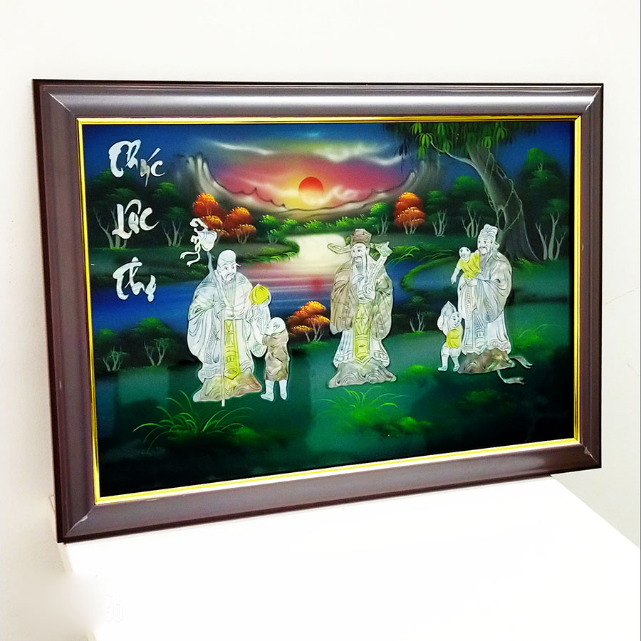 Tranh sơn mài tranh phong thủy Phúc Lộc Thọ SM00008 60x40cm