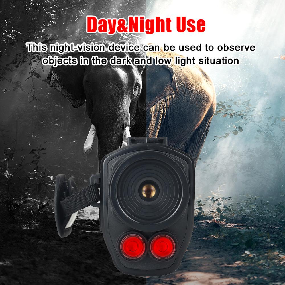 Portable Monocular Infrared Night-Visions Device Day Night Use Photo Video Playback Modes 5X Digital Zoom 300M Full Dark Viewing Distance for Outdoor Hunts Boating Journey