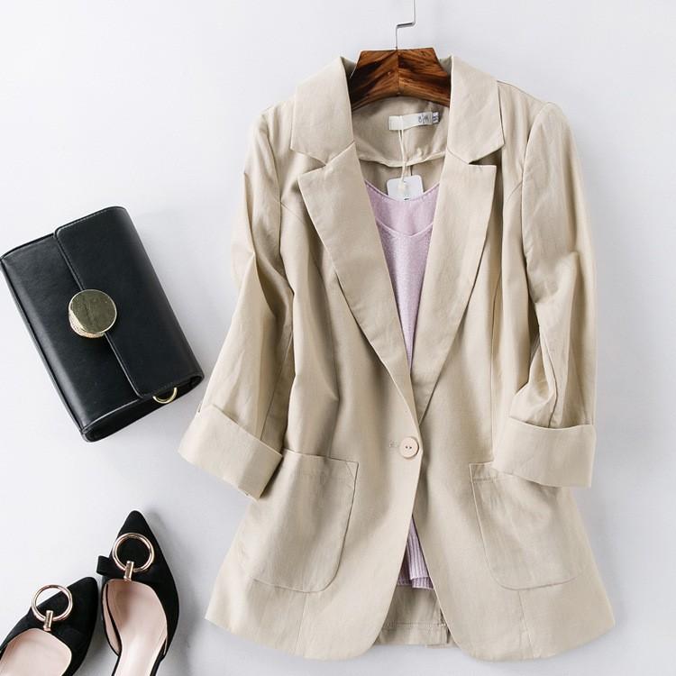 Áo vest blazer Linen nữ dáng lửng tay lỡ túi hộp, thời trang phong cách trẻ