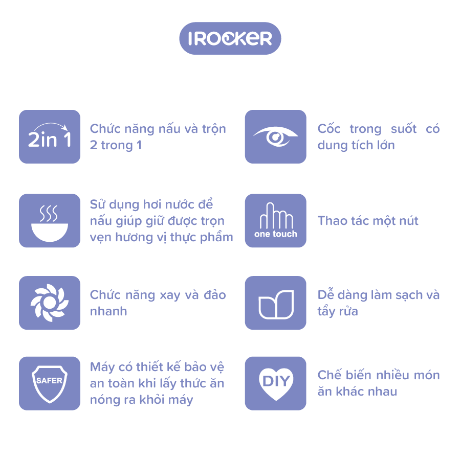 Máy xay hấp thức ăn đa năng IROCKER - BFP 001