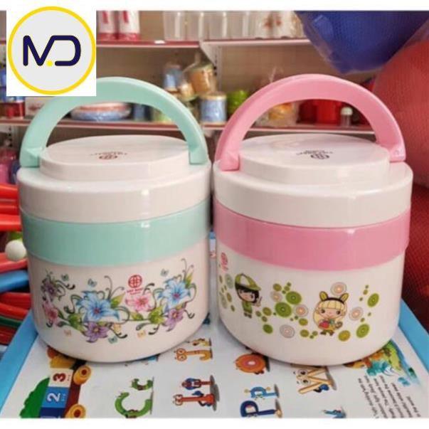 Cà mên siêu giữ nhiệt 2 ngăn Việt Nhật plastic - Cặp lồng giữ nhiệt tiện dụng