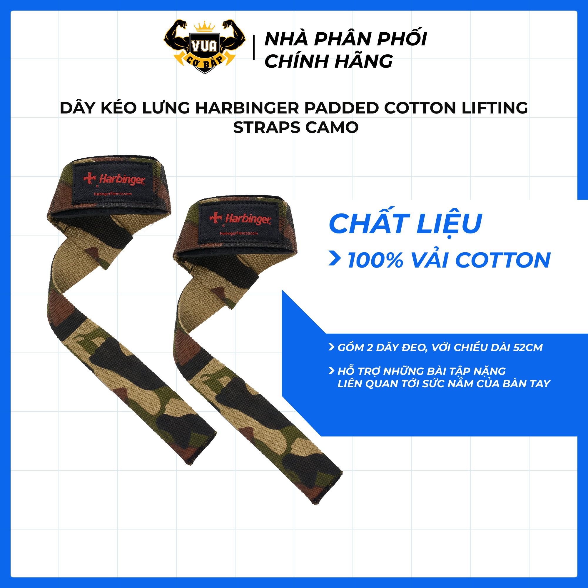 Dây Kéo Lưng Tập Gym Harbinger Padded Cotton Camo