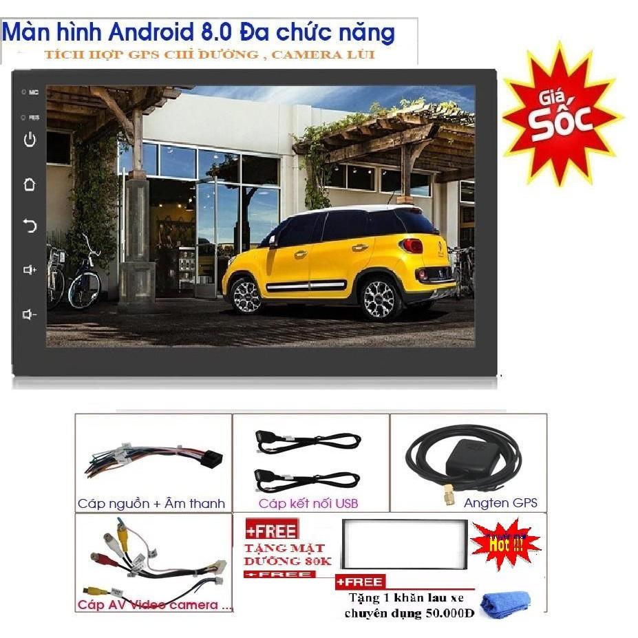 Màn hình cho xe hơi- Màn hình android Wifi,GPS đa chức năng, sử dụng Tiếng Việt TẶNG MẶT DƯỠNG VÀ KHĂN LAU CAO CẤP