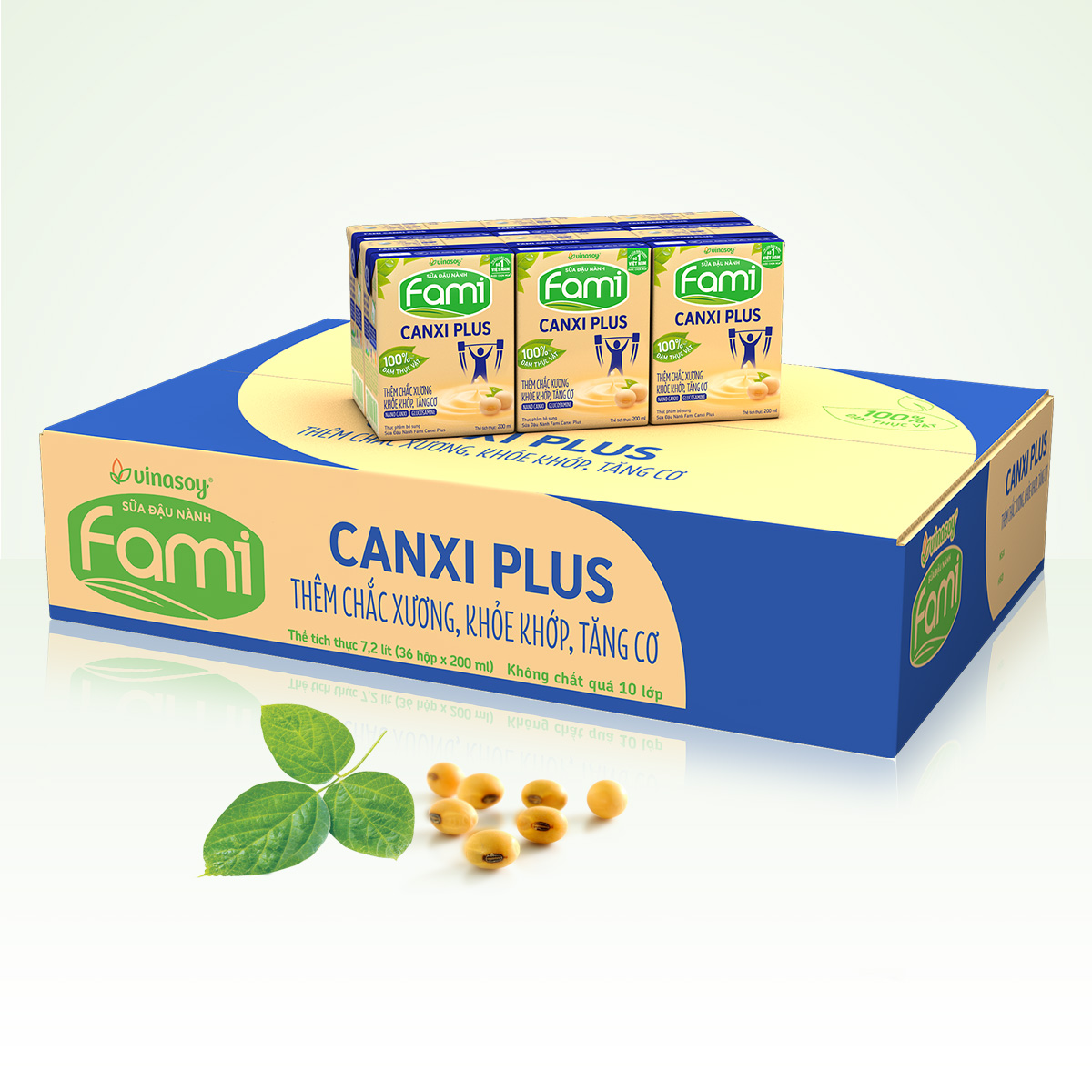 Thùng sữa đậu nành Fami Canxi Plus  hộp (200ml x 36 hộp)