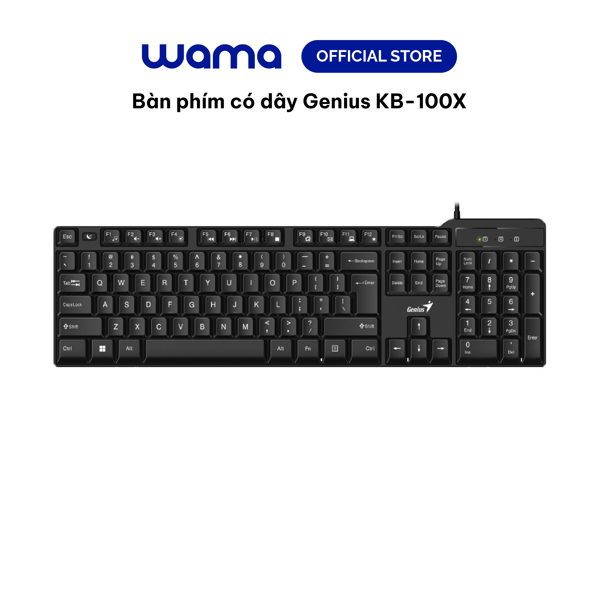 Bàn phím có dây Genius KB-100XP - fullsize, kết nối USB, có kê tay, có bàn phím số 12 phím chức năng, Hàng chính hãng, Bảo hành 1 năm