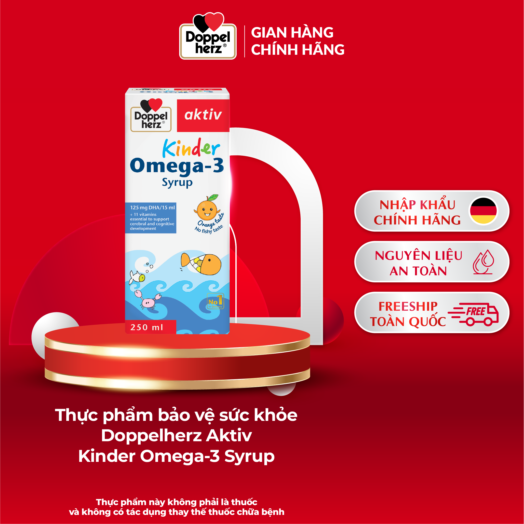 Thực Phẩm Bảo Vệ Sức Khỏe Doppelherz Aktiv Kinder Omega - 3 Syrup