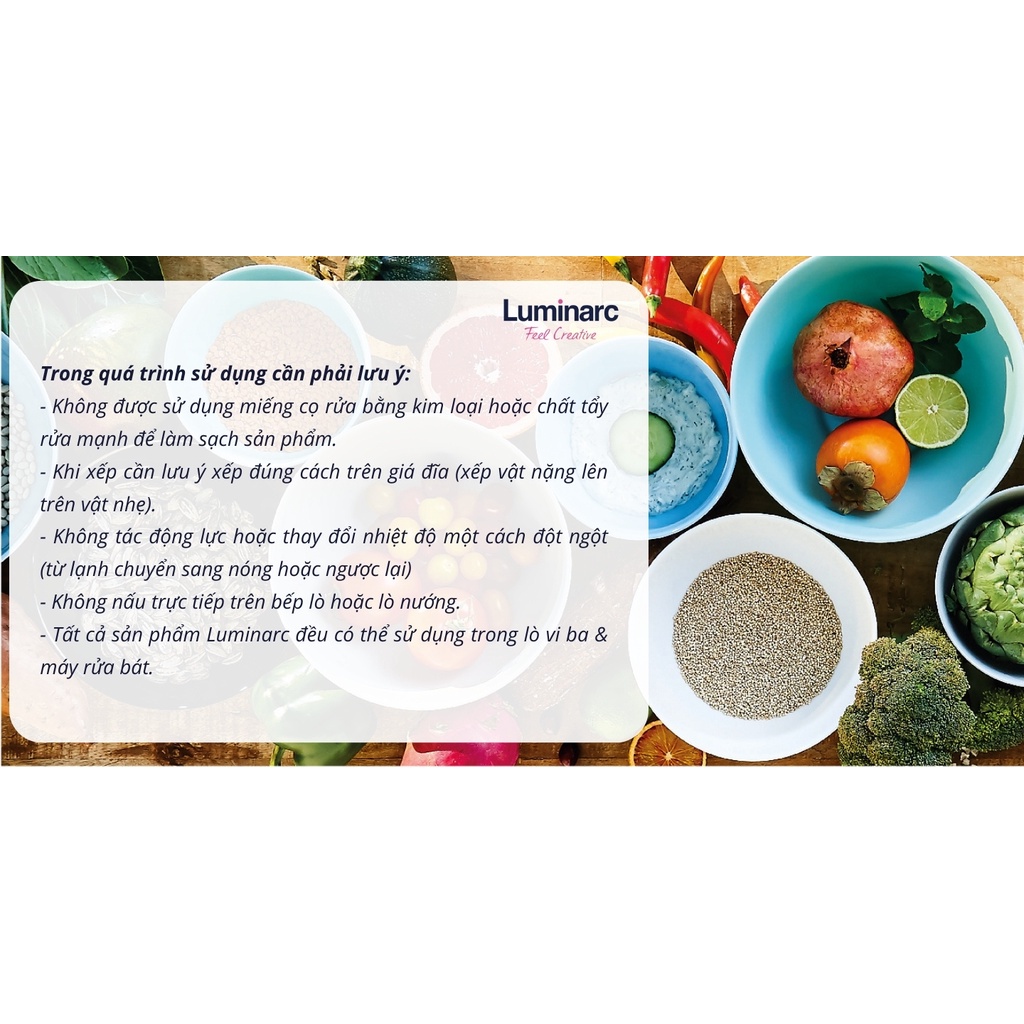 Đĩa Sâu Thủy Tinh Luminarc Diwali Trianon Trắng 23cm đựng thức ăn, cường lực, kháng vỡ - Bộ 3 đĩa - N3646