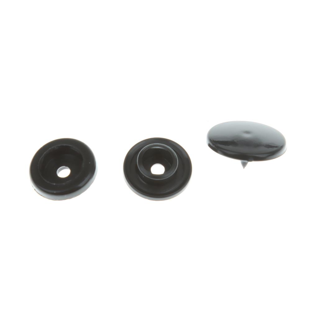 100 Sets T5 Resin Snap Buttons Fasteners Poppers 12.4MM Black