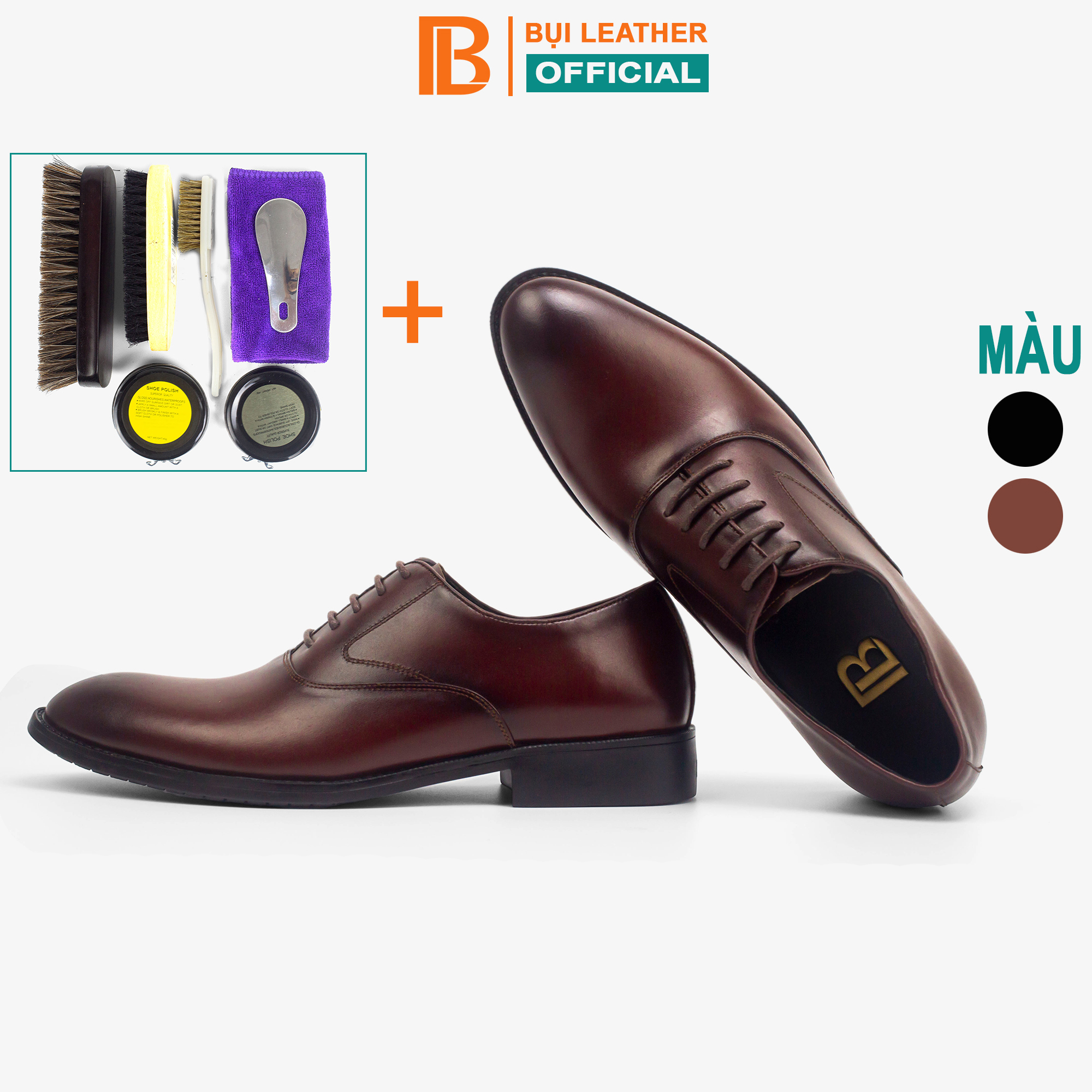 Giày Da Nam, Giày Oxford Công Sở G103 - Da Bò Nappa Cao Cấp - Nâu Bộ Vệ Sinh - 41