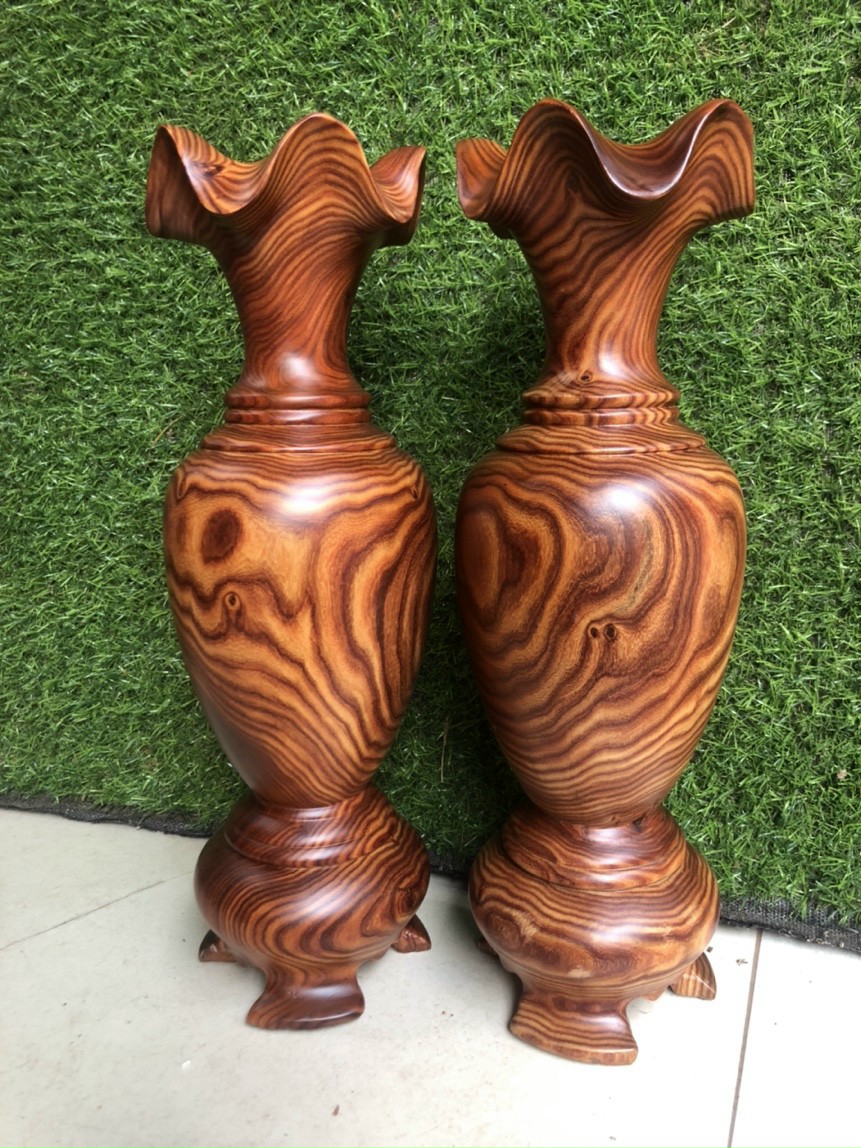 CẶP LỤC BÌNH PHONG THỦY HÚT TÀI LỘC BẰNG GỖ TRẮC ĐẸP LONG LANH KT 50×15CM