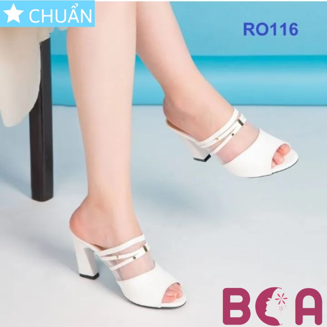 Giày cao gót nữ hở mũi 8p RO116 ROSATA phối lưới sành điệu, sang trọng và đẳng cấp tại BCASHOP - màu trắng