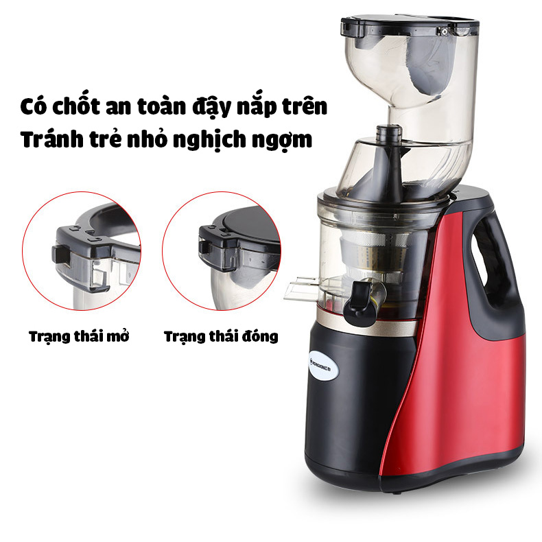 Máy ép trái cây chậm Hongxin RH-313T cổ lớn  ép rau củ hoa quả các loại hạt giữ nguyên chât dinh dưỡng phù hợp với gia đình và cửa hàng - Hàng Chính Hãng