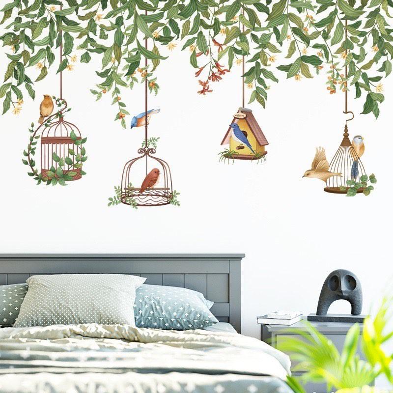 Decal dán tường trang trí lồng chim Bắc âu