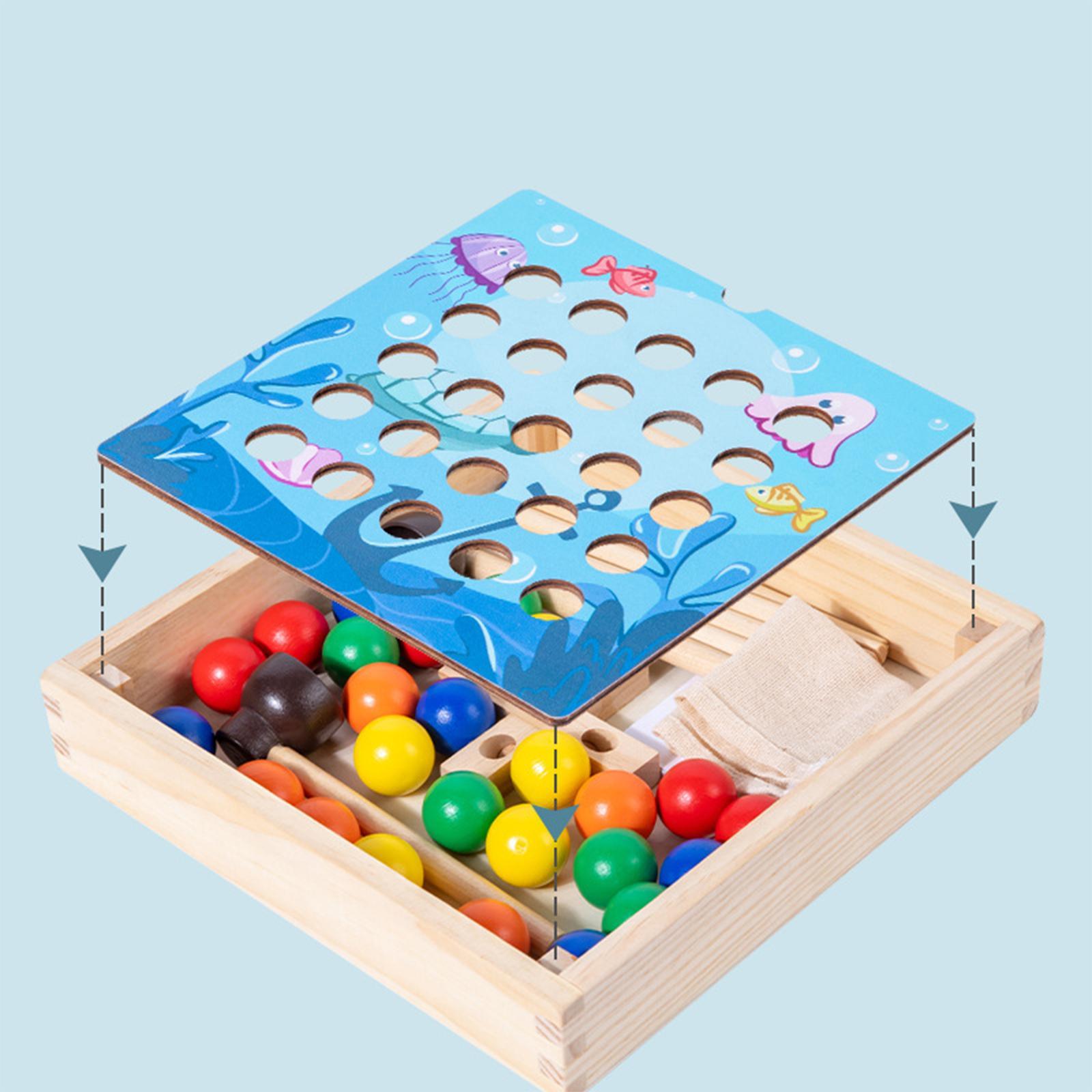 Wooden Puzzle Sorting Stacking color Sorting Matching Fine Motor Skill Learning Toy Clip Beads Game for Role Play Activity Indoor Gift