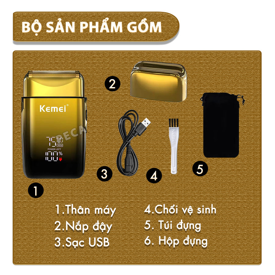 Máy cạo râu Kemei KM-TX10 điều chỉnh 3 mức tốc độ, màn hình LCD, công suất mạnh mẽ 5W - Hàng chính hãng