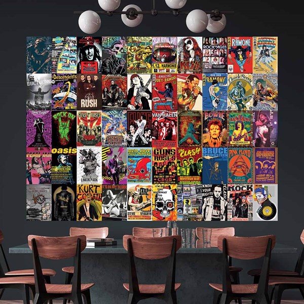 ROCK MUSIC - Set 50 tấm 22x30cm decal dán tường trang trí decor quán nhà cửa chủ đề Nhạc Rock