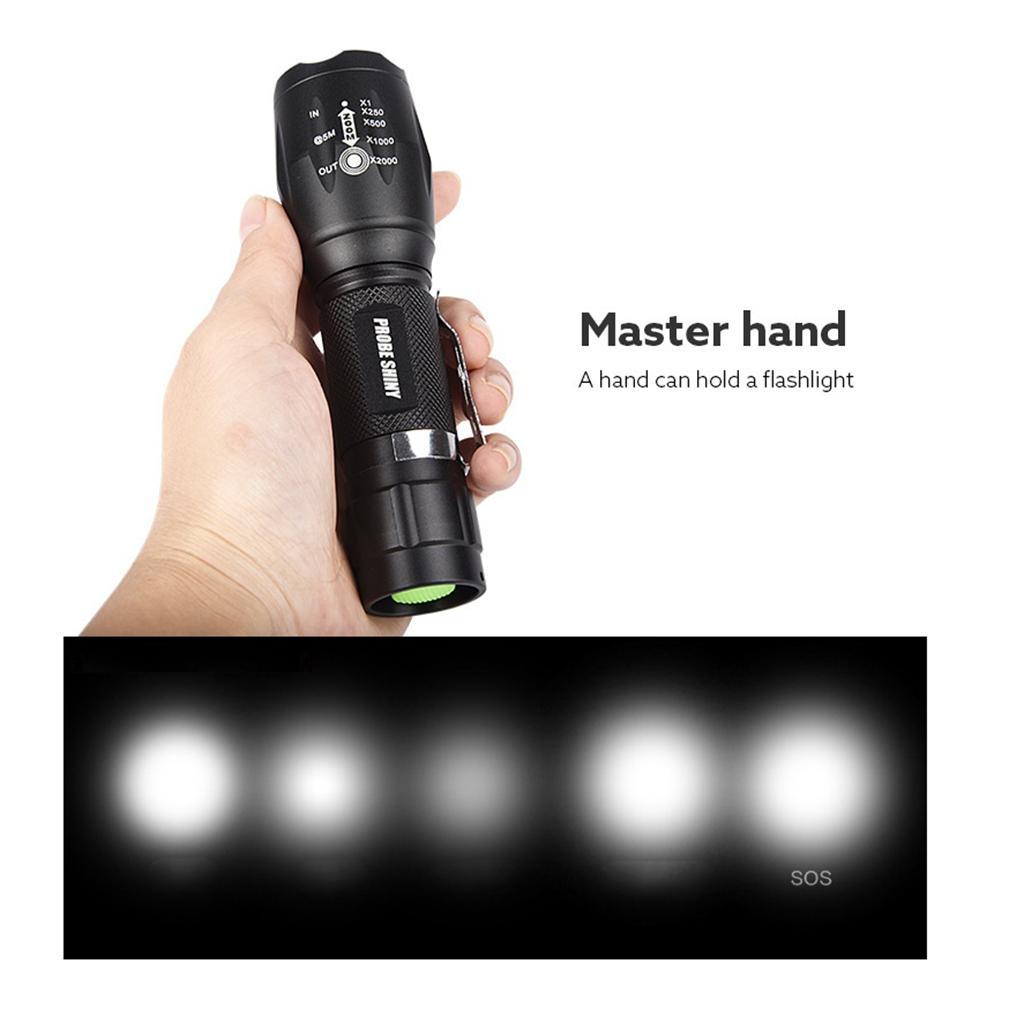 Compact Zoom LED Flashlight High Lumen Waterproof Outdoor Torch Light with 5 Light Modes, Super Bright, for Camping/Hiking/Hunting/Emergency