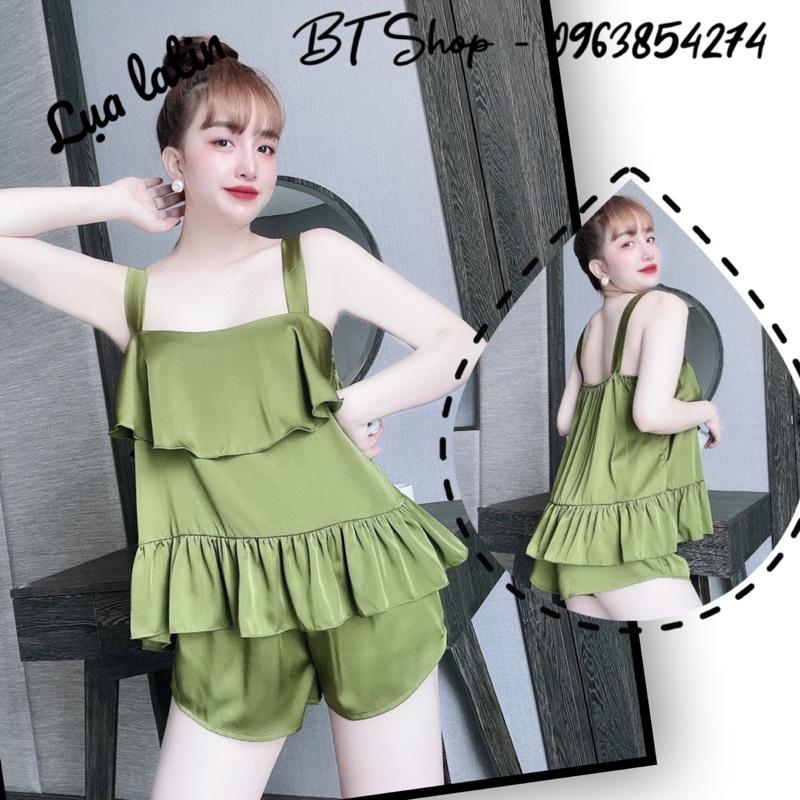 Đồ ngủ mặc nhà lụa latin đùi màu trơn freesize 42-57kg