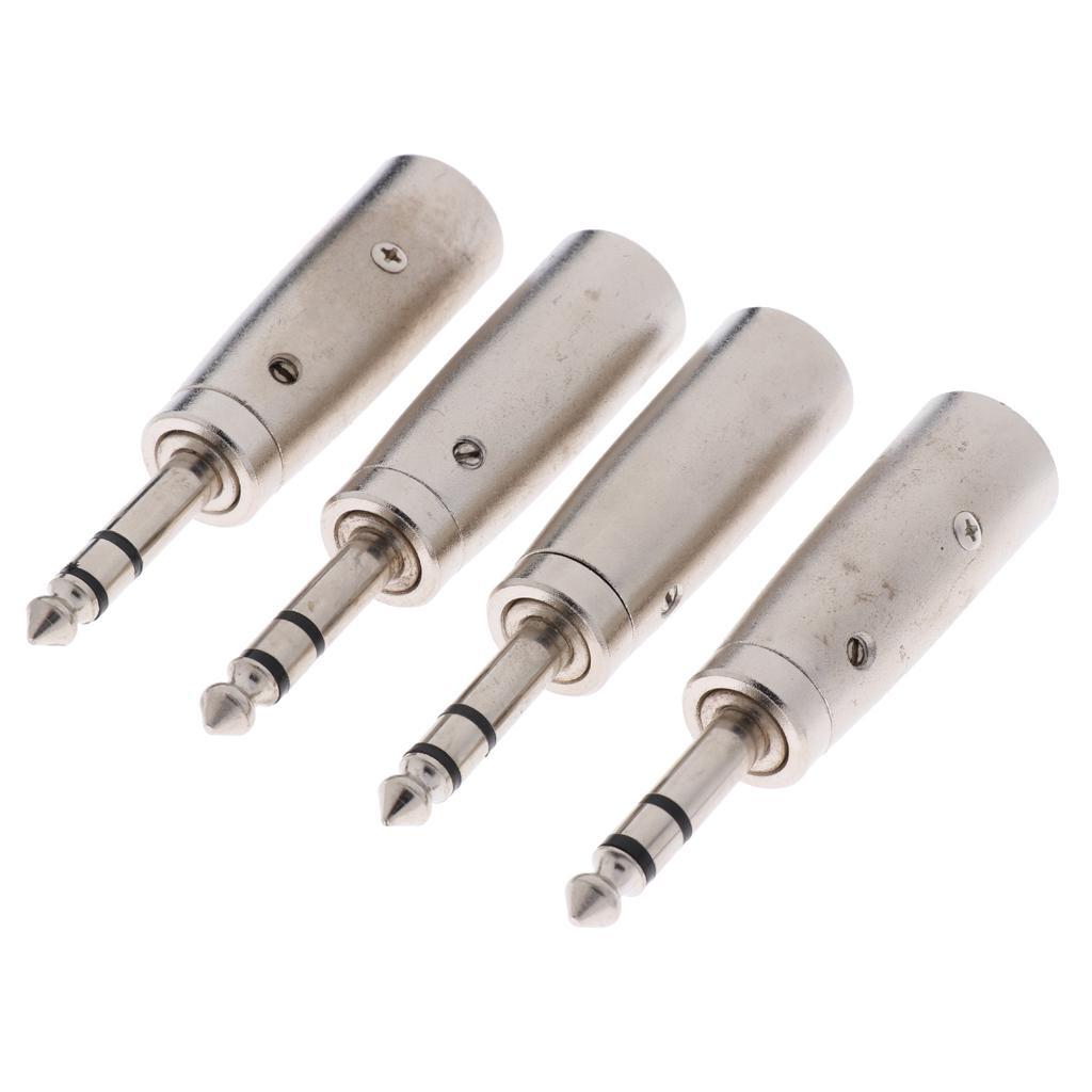 4PCS 1/4" 6.35mm Stereo Female Jack to 3-Pin Female -Audio Cable Mic Adapter