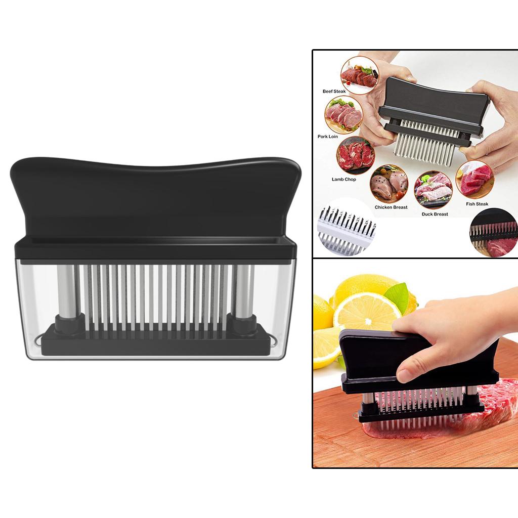 48 Needle Meat Tenderizer Stainless Steel Beef Steak Mallet Cooking Black