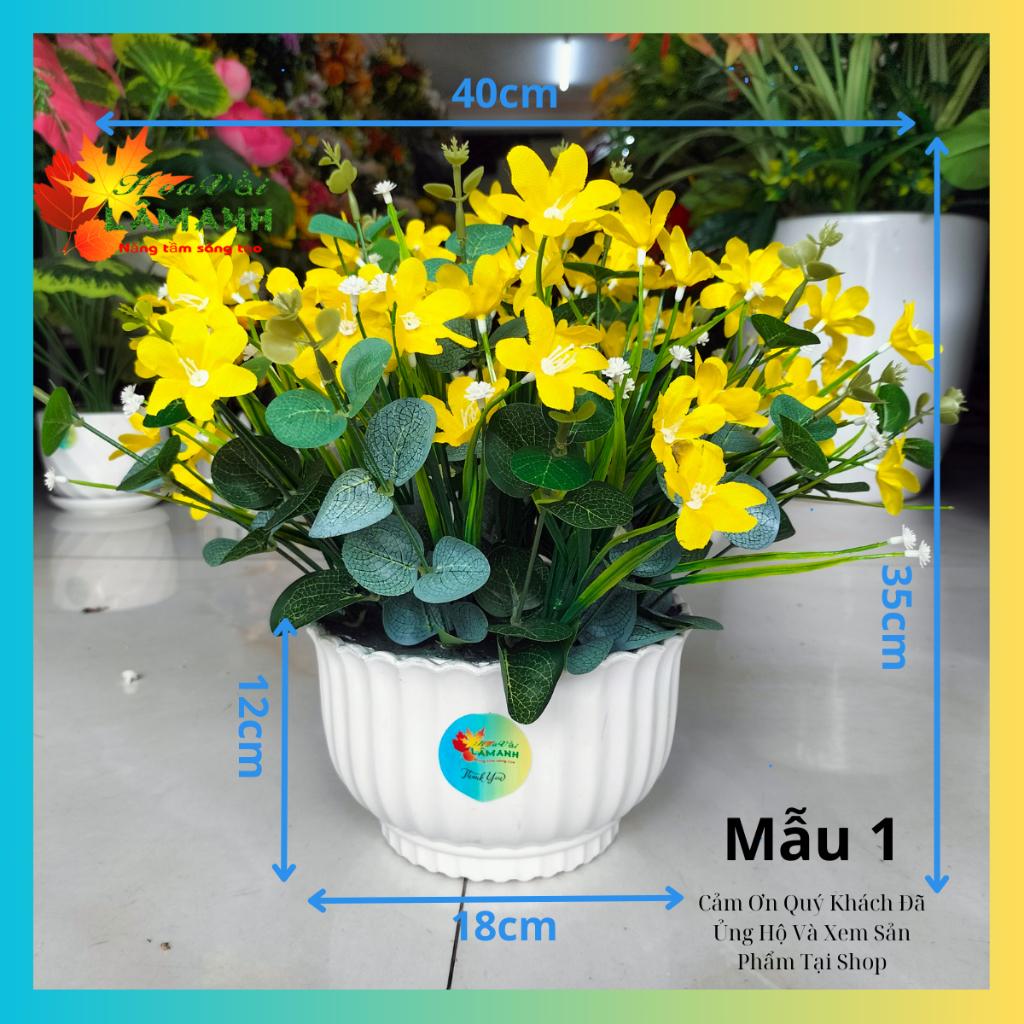 Chậu Hoa Giả để bàn nhiều mẫu mới đã cắm sẵn, Hoa giả trang trí
