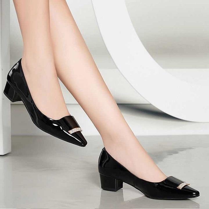 Giày búp bê nữ cao gót 2p RO361 ROSATA tại BCASHOP - màu đen