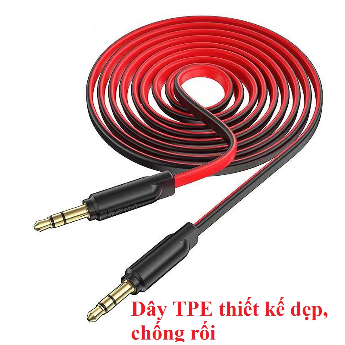 Cáp âm thanh AUX 2 đầu 3.5 mm cho điện thoại laptop hoco UPA16 dây dẹp 1m _ Hàng chính hãng