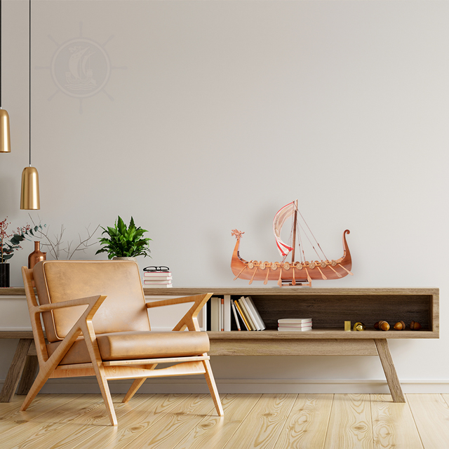 Mô Hình Thuyền Gỗ Drakkar Viking Dùng Để Trưng Bày Trang Trí Dài 64 Cm