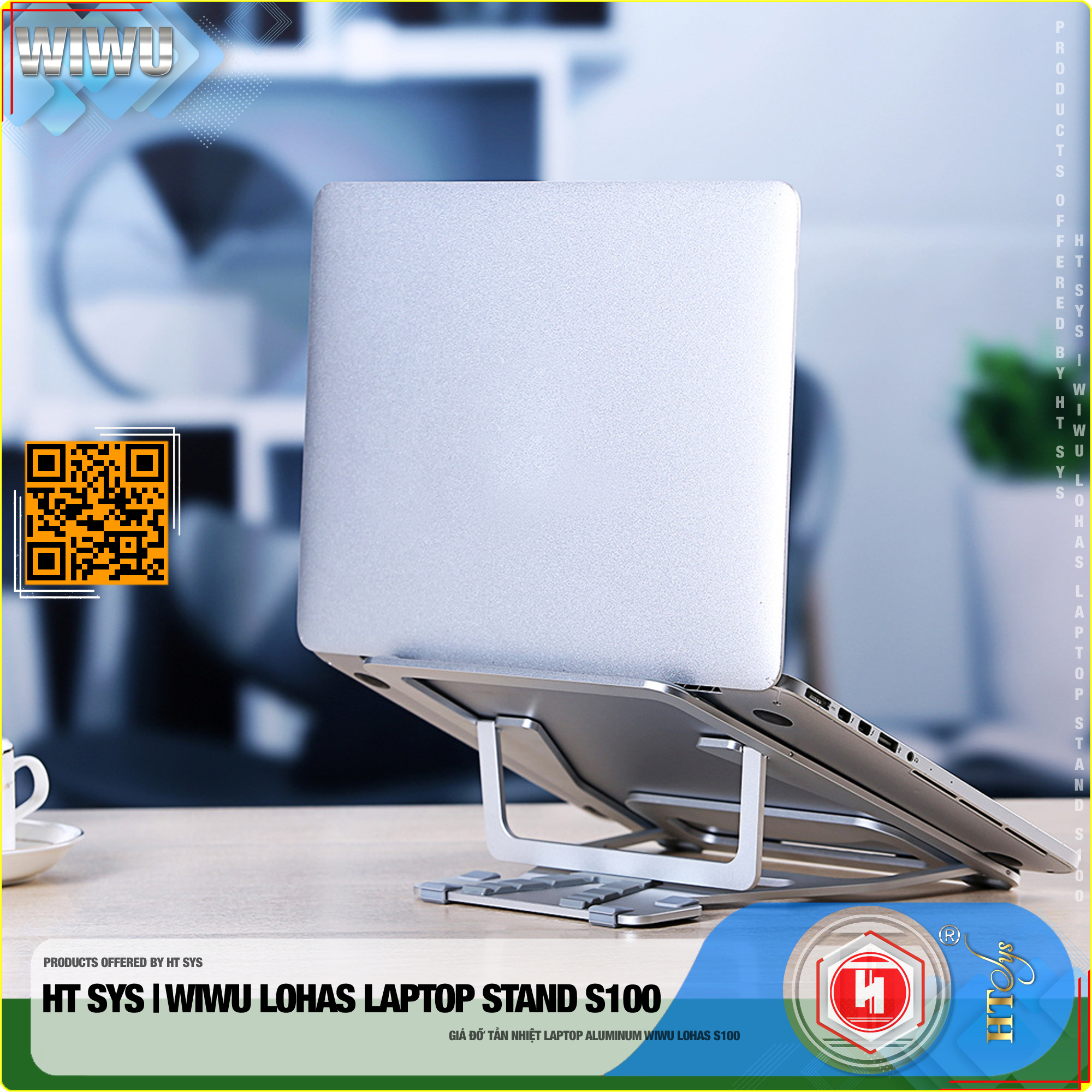 Giá đỡ laptop hợp kim nhôm cao cấp có thể gấp gọn.Giúp tản nhiệt laptop, macbook, máy tính xách tay.05 Chế độ điều chỉnh góc độ HT SYS wiwu LOHAS LAPTOP STAND S100 ( Hàng Nhập Khẩu )