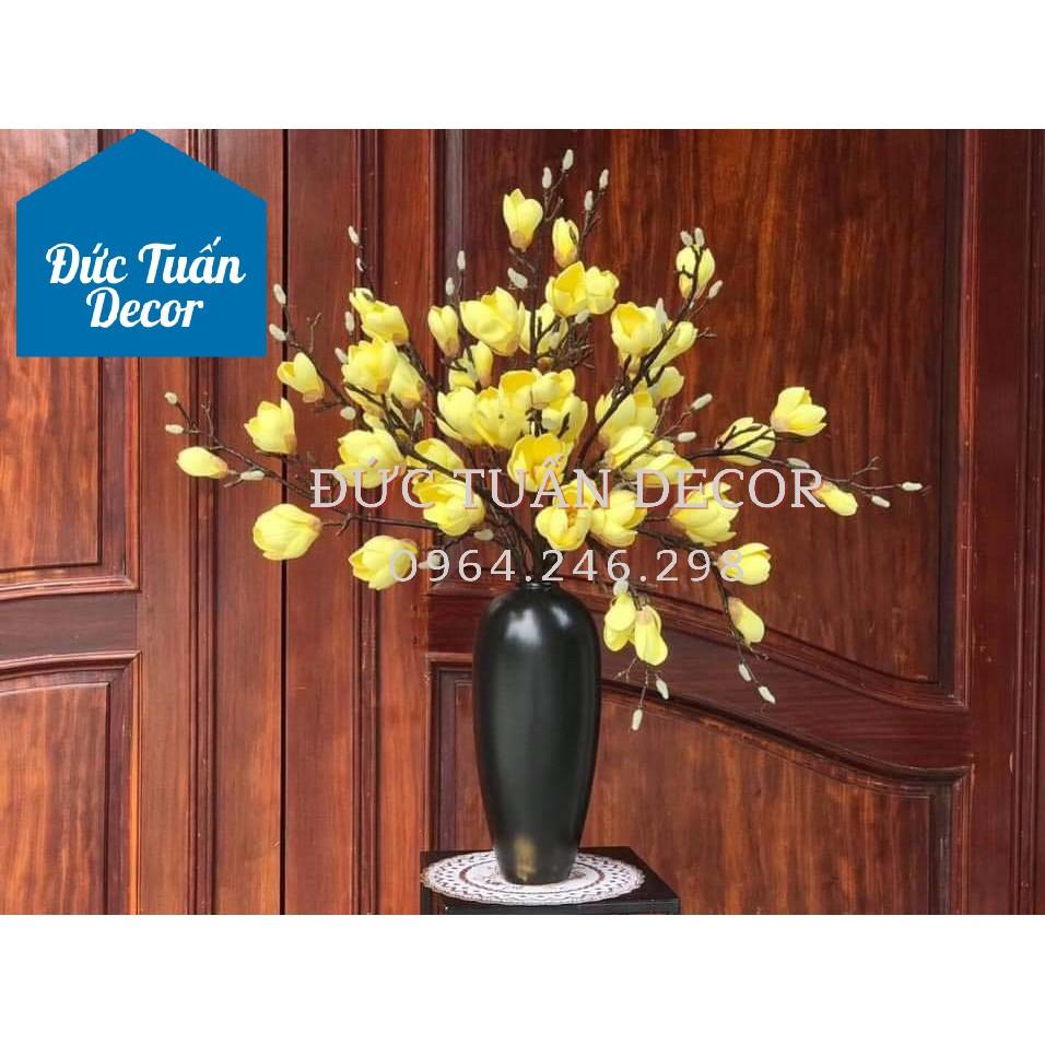 Lọ hoa Bát Tràng - Bình hoa trang trí để bàn cao 34 cm - Màu đen