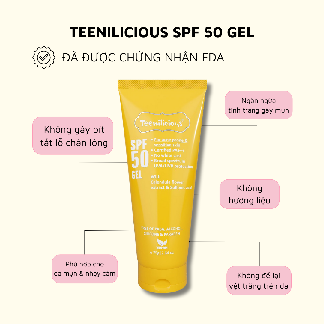 Combo Chống Nắng Toàn Thân Teenilicious SPF 55 Body Lotion 150ml &amp; Teenilicious SPF 50 Gel 75g