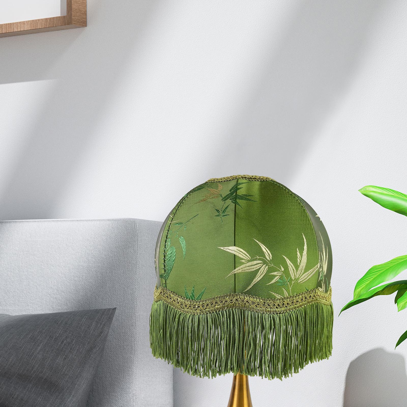 Table Lamp Shade Cover Lampshade Light Shade European Practical Decorative Green with Tassel Bedside Light Cover Replacements