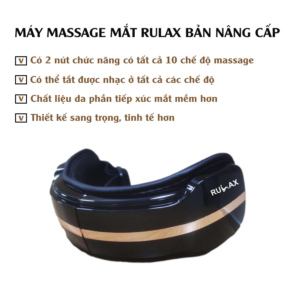 Máy Massage Mắt RULAX 10 Chế Độ Phiên Bản Cao Cấp, Công Nghệ Rung Đa tần, Nhiệt Hồng Ngoại, Nghe Nhạc, Giảm Đau Mỏi Mắt