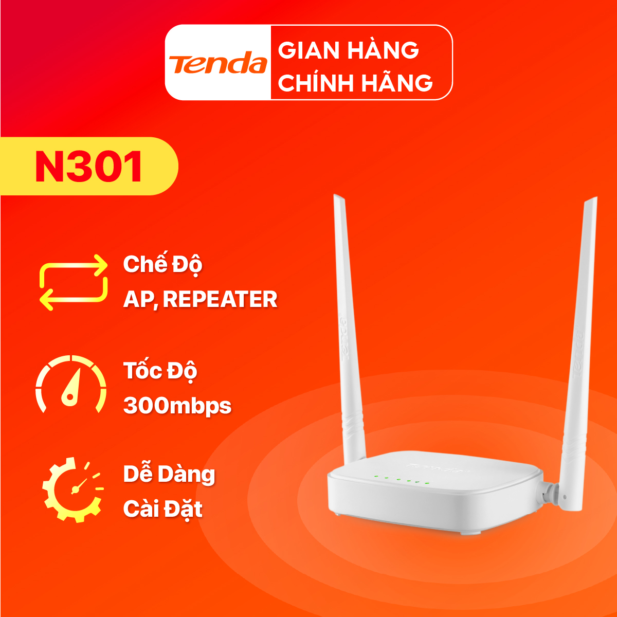 Thiết bị phát Wifi Tenda N301 Chuẩn N 300Mbps – Hàng Chính Hãng