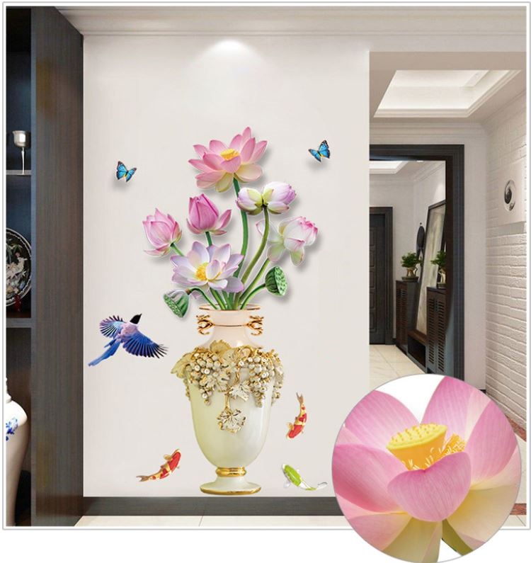 Decal  Dán Tường Hoa và Cá - H428