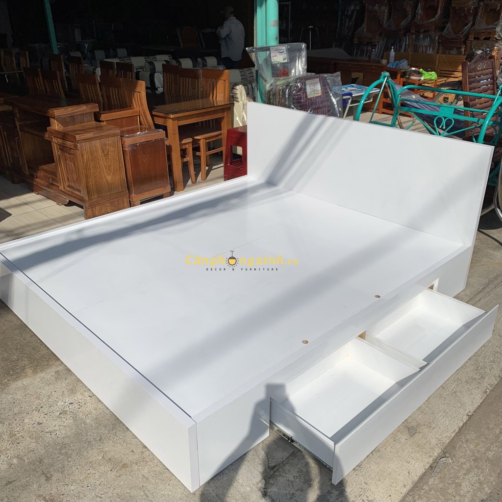 Giường ngủ Trắng gỗ cn MDF 2 hộc kéo CPX-G30