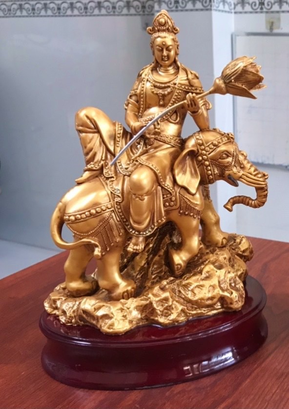 Tượng Ngài phổ Hiền Bồ tát cao 25cm - màu vàng đồng