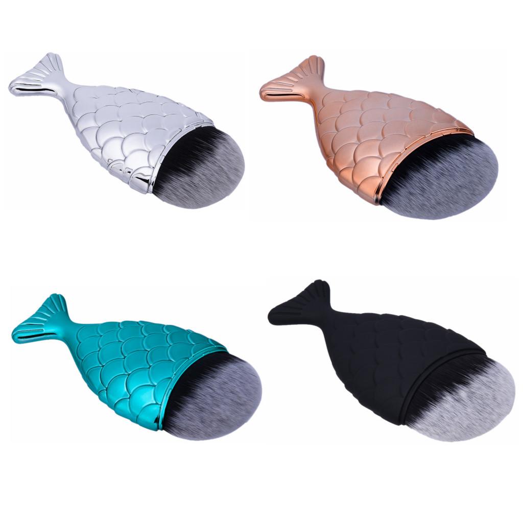 Mermaid Glitter Makeup Powder Blush Foundation Contour Cosmetic Brush Silver