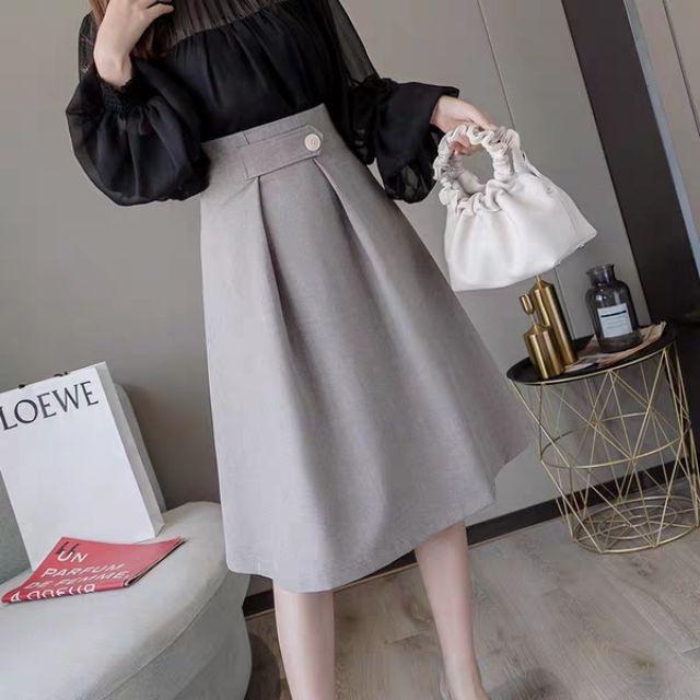 Chân váy xòe dài cạp cách điệu C200