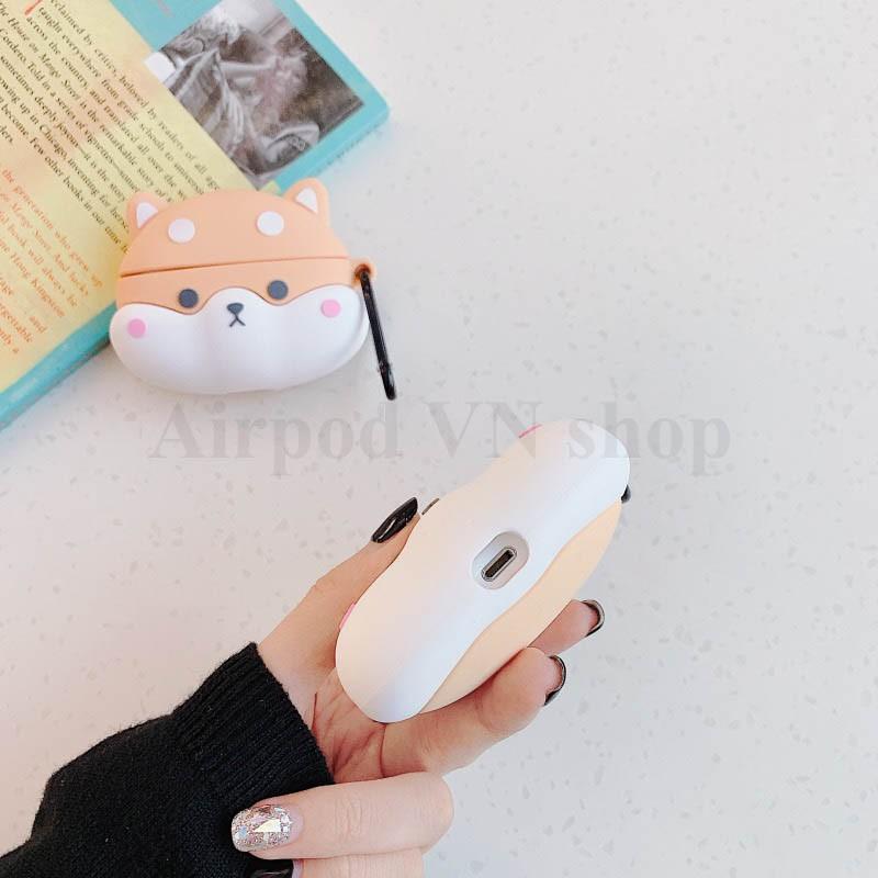 Bao Case Ốp dành cho Airpods 1-2 và Airpods Pro chó Shiba Unu vàng silicon cao cấp