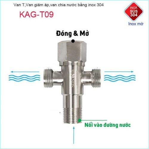 Van vòi Tê giảm áp lực nước xịn 3 ngả inox 304 loại dày có khóa