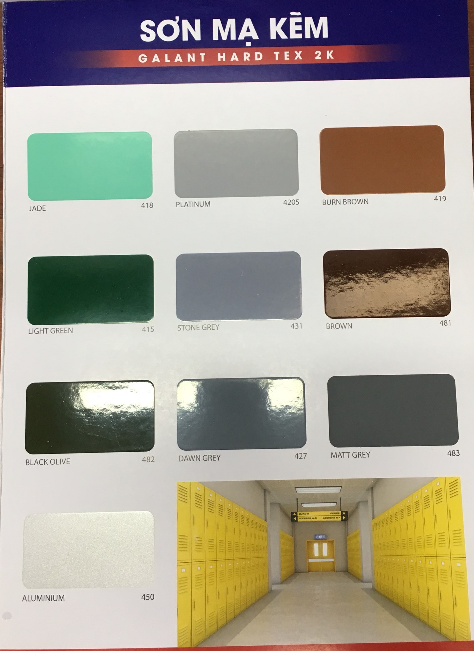 Sơn sắt mạ kẽm không cần lót Galant Hard Tex 2K Sky Blue 402 1L/bộ